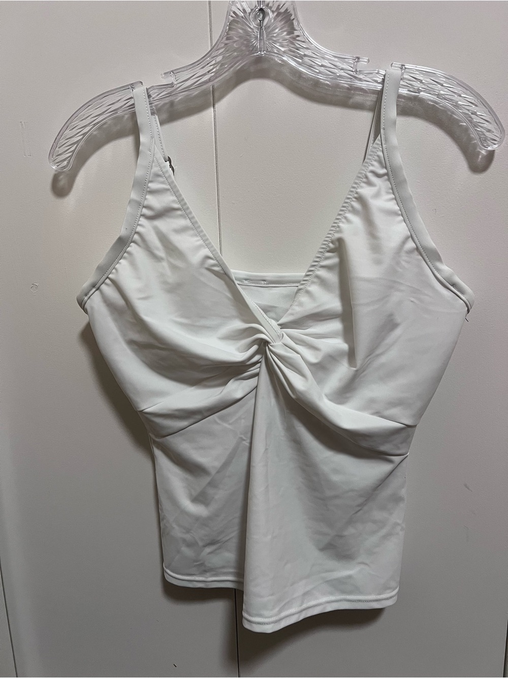 Bikini Bay Underwire Twisted Tankini Top Adjustable Straps White Size 34E NWT